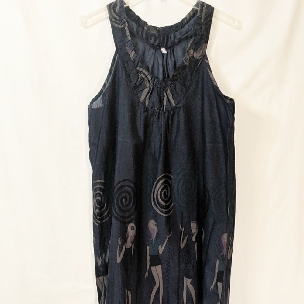 Art Deco Womens dress or tunic Navy Sz M/L‎